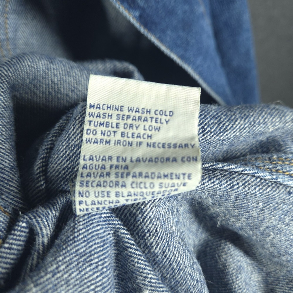 Vtg Faded Glory Denim Barn Coat L Mens 90s Workwear Corduroy Collar Chore Coat - Picture 10 of 16